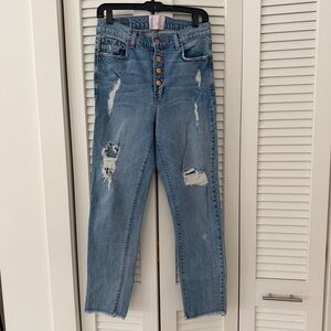 REVICE Light Blue Distressed Straight Leg Jeans